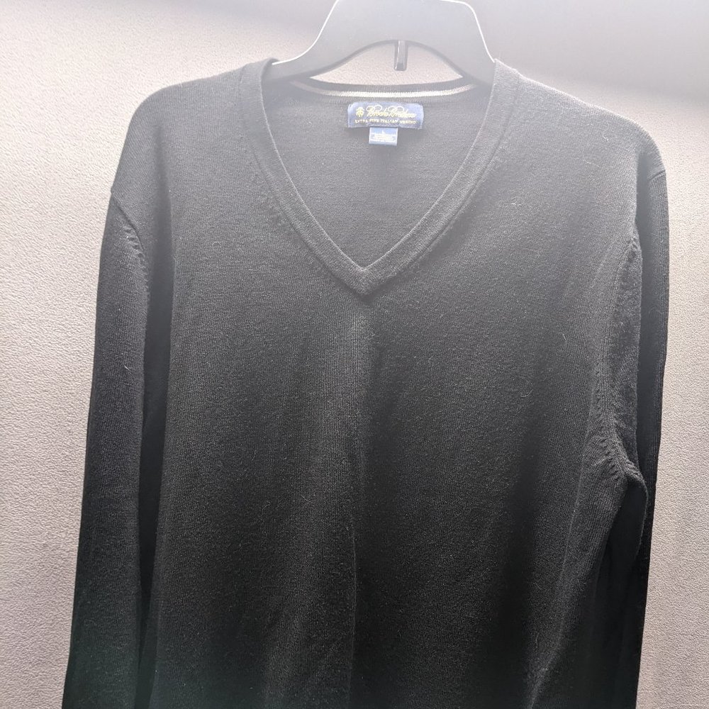 Brooks Brothers Merino Wool Light Sweater V Neck Mens L
